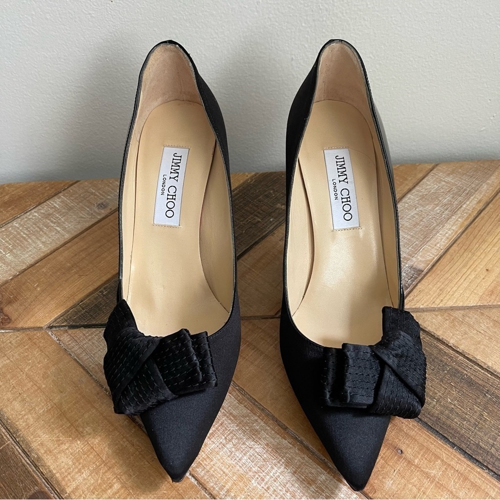 Jimmy Choo-Fitz Satin Patent Pump - Picture 4 of 12